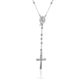 thumbnail image 3 of Brilliance Fine Jewelry Sterling Silver Crystal Rosary Rhodium Plated Necklace 26", 3 of 8