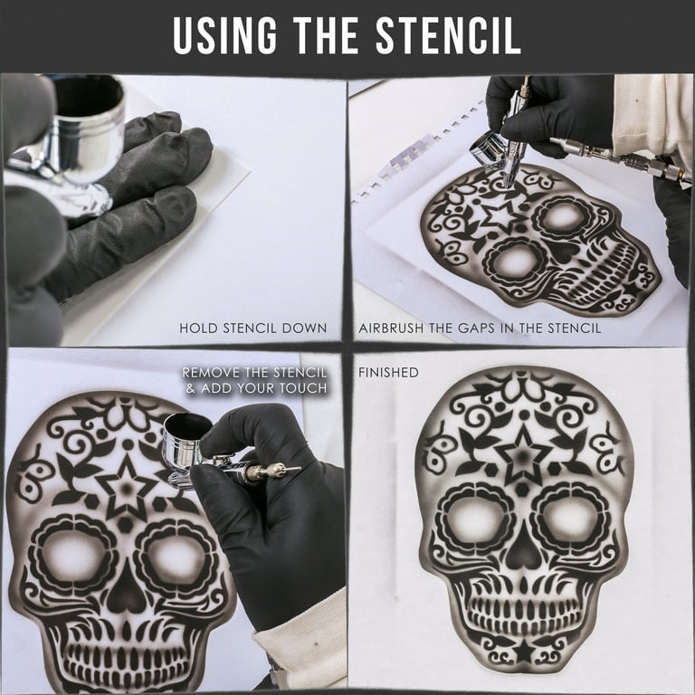 Custom Shop Airbrush Sugar Skull Day Of The Dead Stencil Set (Skull Design #10 in 3 Scale Sizes) - Laser Cut Reusable - Walmart.com custom-shop-airbrush-sugar-skull-day-of-the-dead-stencil-set-skull-design-10-in-3-scale-sizes-laser-cut-reusable-walmart-com