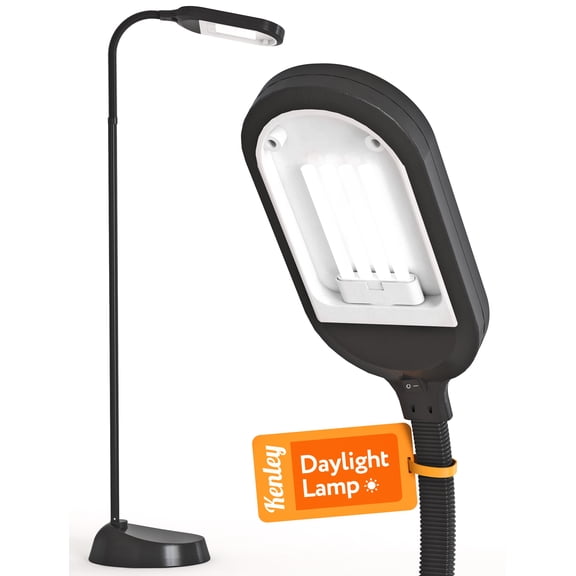 Natural Daylight Floor Lamp - Craft Light Floor Standing for Reading, Crafting, Sewing - 27W Full Spectrum White Bright Sunlight - Adjustable Gooseneck - Task Lamps for Living Room, Bedroom, Office
