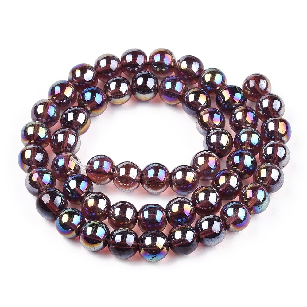 20strands Electroplate Transparent Glass Beads Strands AB color Round Coconut Brown 8~8.5mm Hole: 1.5mm about 51~53pcs/strand 14.96 inch~15.55 inch(38~39.7cm)