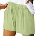 thumbnail image 5 of hcuribad Shorts for Women,Linen Pants Women Women's Spring Summer Solid Cotton Li Nen Shorts With Split Pocket Casual Pants Workout Shorts,Cargo Pants Women,Pants for Women Green Pants XXL, 5 of 5
