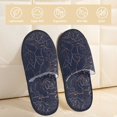 thumbnail image 2 of Balery Navy Dark Blue Pantuflas de Casa de Felpa Silenciosas con Diseño Estampado, Zapatillas Cómodas Antideslizantes de Algodón para Interior-Medium, 2 of 8