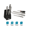 thumbnail image 2 of Cuchillos de Cocina de Acero Inoxidable (15 Pz) con Base de Madera Belug Negro, Plateado, 2 of 5