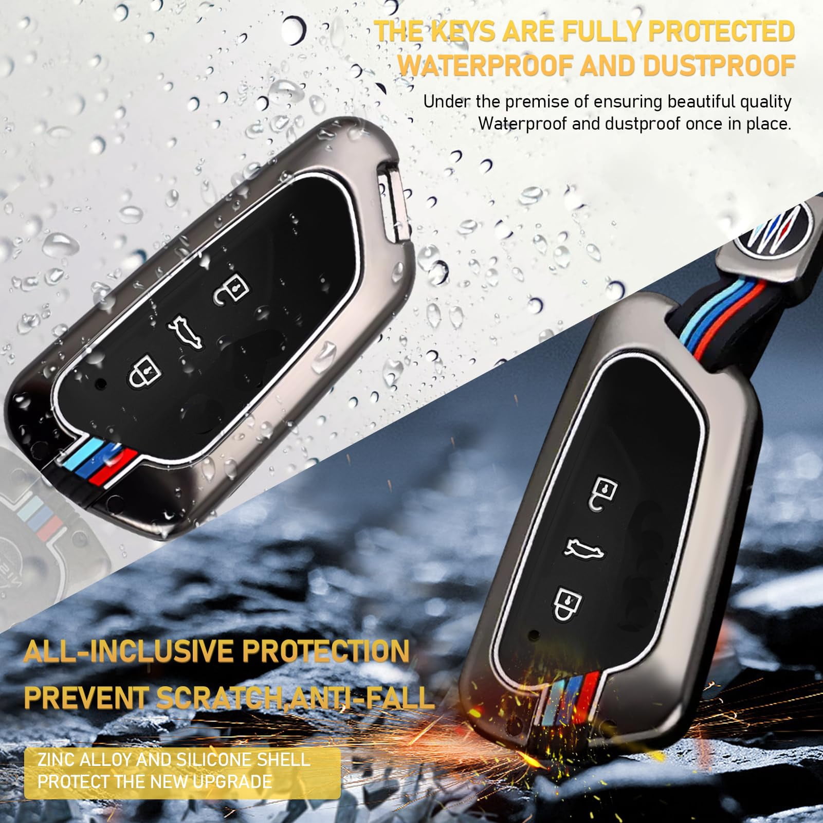 Compatible with Volkswagen Key Fob Cover Atlas Golf ID.4 Atlas Cross Sport,2022-2024 Golf ID.4 2024 2025 Atlas Cross Sport/Atlas Key Fob Case,Metal Shell & Soft Silicone Protection