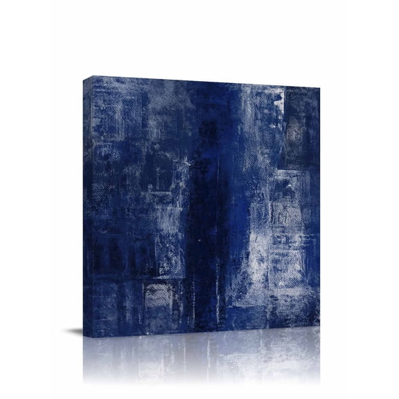 Navy Blue Canvas Wall Art, Abstract Art Graffiti Paint Style Framed Wall Decor Modern Artwork Prints Painting for Living Room, Bedroom, Kitchen & Cafe Decor 28x28 Inch