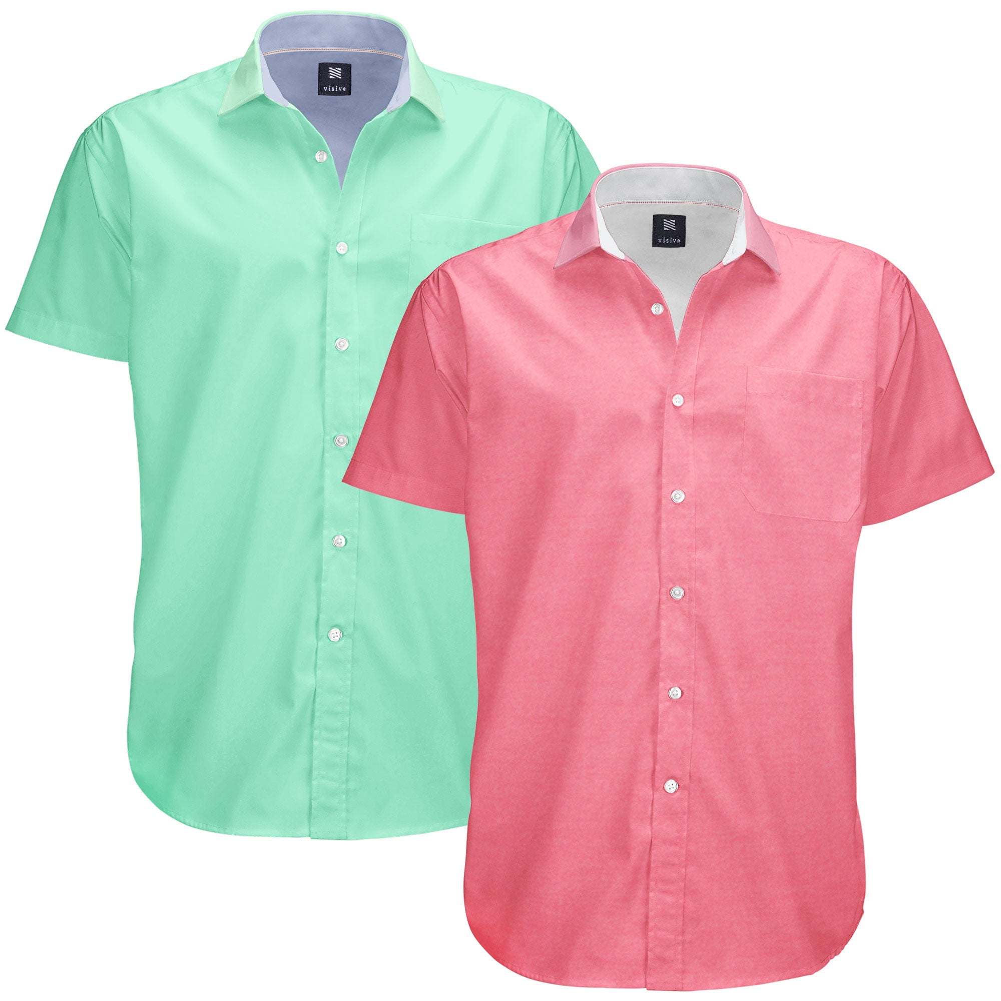 Visive Mens and Big Men 2 Pack, Oxford Dress Shirt Short Sleeve Button Down, Upto 4XL
