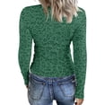thumbnail image 6 of Long Sleeve Women Leopard Print Crewneck Tunic Tops Slim Fitted Basic T Shirt, 6 of 6