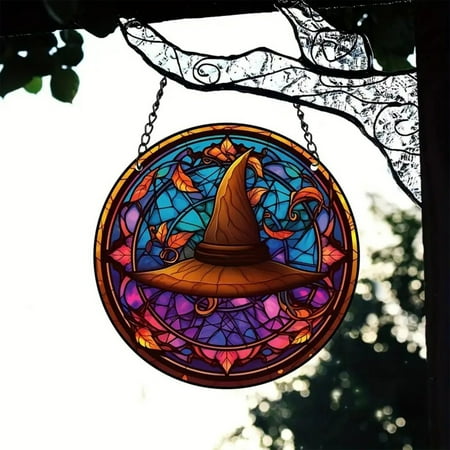 

Weerihhol Witch Wreath Logo Hanging Acrylic Pendant Witch Acrylic Decoration Christmas Trees with Lights