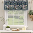 thumbnail image 2 of 2 Pack Valances for Window, Navy Blue Flowers Short Curtains for Kitchen Bedroom Living Room, Spring Floral Elegant Pastoral Botanical Rod Pocket Small Window Treatment Valance Drapes 42 x 12 Inch, 2 of 8