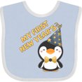 thumbnail image 3 of Inktastic My 1st New Years with Cute Penguin in Blue Hat Boys or Girls Baby Bib, 3 of 4