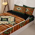 thumbnail image 3 of jejeloiu Rustic Tribal Zipper Full Size Comforter Sets with Fitted Sheet and 2 Pillowcases,Western Print Zipper Bedding Set For Boys,Brown Green,Black Reversible,4 Pieces, 3 of 7