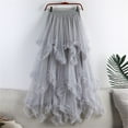 thumbnail image 3 of VUPSGEZ Women's Tulle Skirt Ruffle Multilayer Mesh A Line Tier Tutu Prom Wedding Long Tulle Skirts (Gray,One Size), 3 of 4