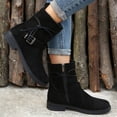 thumbnail image 5 of Round Toe Buckle Shoes Casual Retro Boots With Side Zipper Low Heel Outdoor Non Slip Ankle Boots For Women, 5 of 8