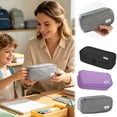 thumbnail image 2 of Large Pencil Case with Zipper, Big Capacity, Canvas Pencil Case, Pencil Bag for Student,Black, 2 of 6