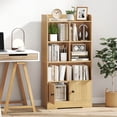thumbnail image 4 of Costway Freestanding Bookshelf with Doors 2 Storage Cabinets and 5 Cubbies 2 Anti-tip Kits Natural, 4 of 10