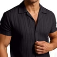 thumbnail image 2 of FRSASU Men's Knit Polo Shirt Vintage Button Down Shirt Short Sleeve Summer Beach Hawaiian Shirts Black, 2 of 7