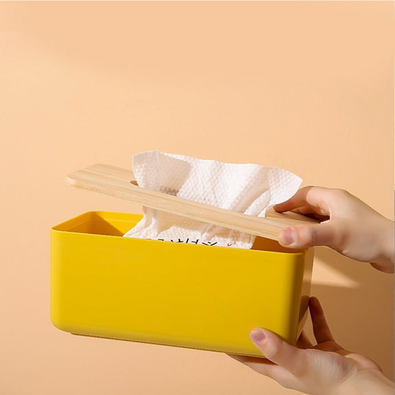 FRCOLOR  Rectangular Cover Wooden Tissue Box Napkin for Wipes Holder