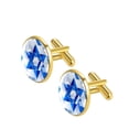 thumbnail image 2 of Flag of Israel Elegant Men's Cufflinks Set, for Formal Attire, Made of Stainless Steel, Ideal for Business Meetings and Special Occasions - Silver Jewelry for Men, 2 of 6
