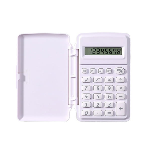Calculadora pequeña y portátil para estudiantes, de 8 bits, con tapa abatible, tamaño de la palma de la mano, en color macarrón.