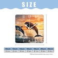 thumbnail image 2 of 12 Inch Wall Clock Battery Operated Square Clock Decorative for Office, Kitchen, Outdoor, Living Room，Dolphins Sunset Painting Style, 2 of 4