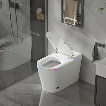 Smart Bidet Toilet Seat with Heated Seat, Adjustable Water Controls, Self-Cleaning Nozzle, Automatic Lid, Warm Air Dryer, LED Display & Remote Control