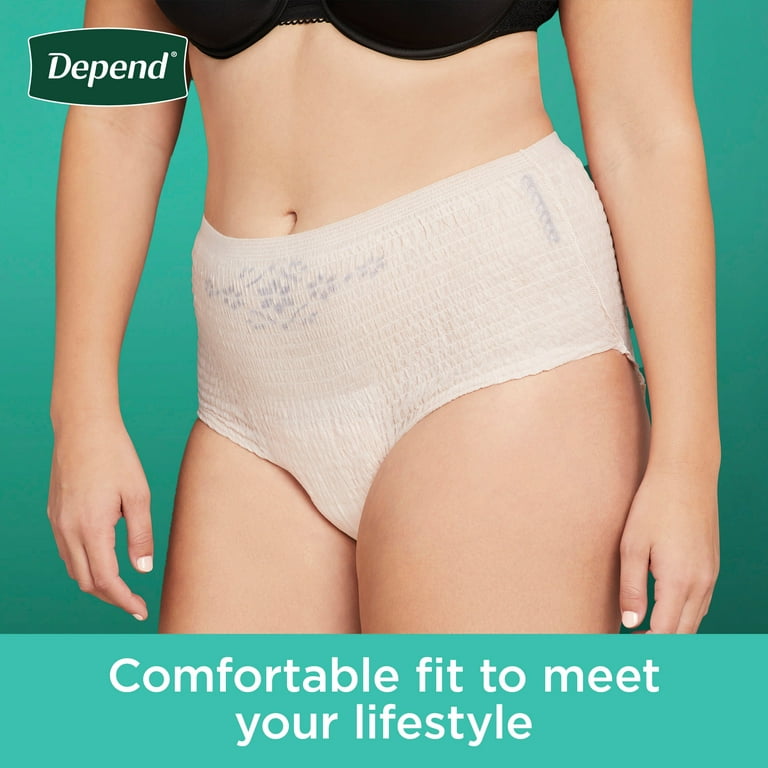Depend Fresh Protection Adult Incontinence Underwear for Women, Maximum, S,  Blush, 80Ct 