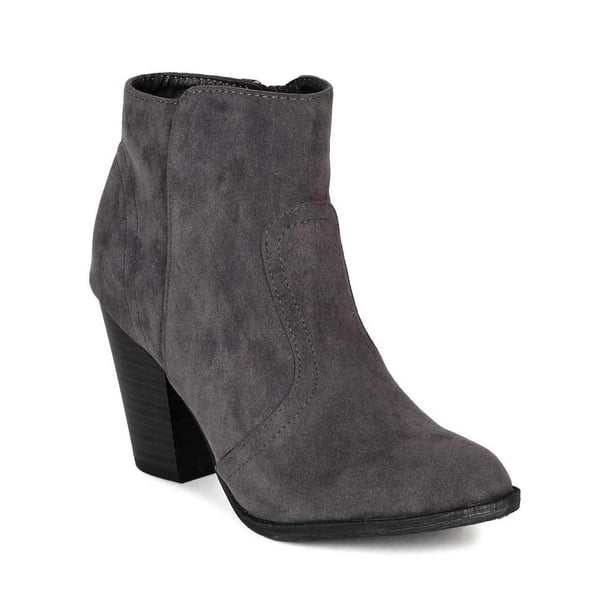 Alrisco - Breckelles BG23 Women Suede Womens Round Toe Chunky Heel Riding Ankle Bootie - Walmart