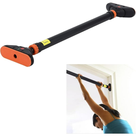 JoanKaren Pull up Bar for Doorway,Chin up Bar with Level Meter,Adjustable Width,No Screws Required,Orange&Black