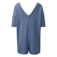 thumbnail image 5 of MKLEKYY Vêtements d'Automne Femmes Mode Imprimé Uni Décontracté Manches Courtes Col Rond Shorts Combinaison Pantalon Femme, 5 of 5