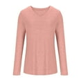thumbnail image 3 of Spring Tops for Women Viikei Womens Tops Dressy Casual,Fall Winter Tops Clearance,Women's Long-sleeved V-neck Solid Color Tops Bottoming Shirt T-shirt Pink L, 3 of 5
