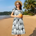 thumbnail image 4 of Xecao golf balls for Women Summer Short Sleeve Midi Dress with Pockets Casual Aline Flowy Tshirt Dress Vocation Beach Sundress, 4 of 6