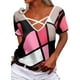 thumbnail image 1 of Gibobby Playera Corte clásico para Mujer Camiseta suelta informal con cuello en V para mujer, blusa manga corta con estampado(Rojo,CH), 1 of 5
