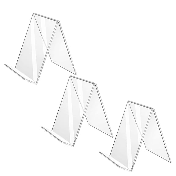 3Pcs Desktop Acrylic Book Stands Transparent Book Holder Clear Book Storage Stand