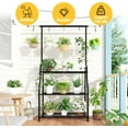 thumbnail image 3 of 3 Tier Heavy Duty Metal Hanging Plant Shelf for Indoor Outdoor Multiple Flowers Planter Holder Large Tall Rack Living Room Garden Balcony Black, 3 of 7