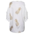 thumbnail image 3 of DYMADE Women's Lace Stitching Floral Print Cold Shoulder 3/4 Sleeve Loose Tunic Blouses Tops, 3 of 3