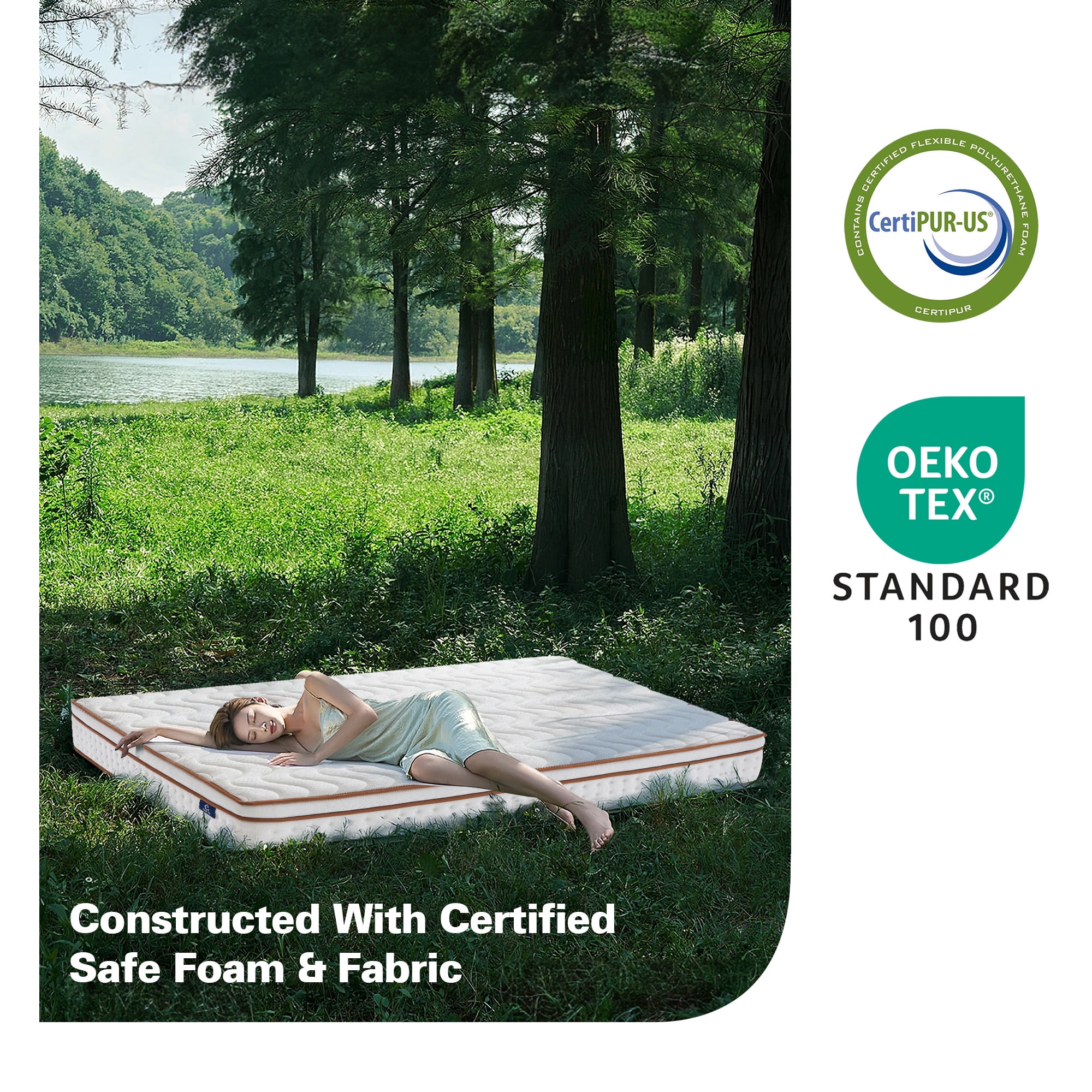 Focalsweet 10" Queen Hybrid Mattress with Euro Top for Adult and Kids
