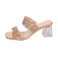 thumbnail image 2 of Women’s Chunky Heel Sandals with Rhinestone Design & Peep Toe, Comfortable Dressy Mules for Dates, Photoshoots, and Weekend Outings, 2 of 9