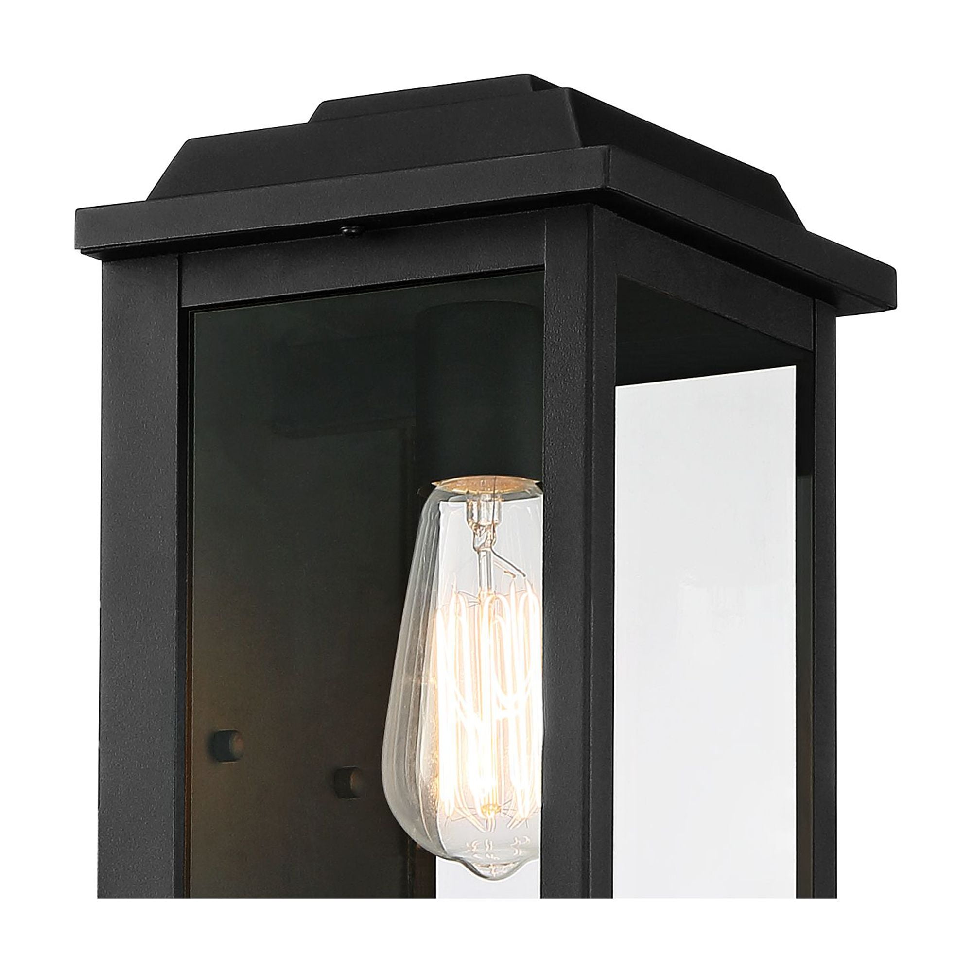 John Timberland Eastcrest Modern Outdoor Wall Light Fixture Textured Black 14" Clear Glass Panels for Post Exterior Barn Deck House Porch Yard Patio
