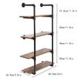 thumbnail image 3 of 4 Tier Industrial Pipe Shelving Wall Mounted Rustic Metal Floating Shelves, Steampunk Real Wood Book Shelves, Wall Shelf Unit Bookshelf, 3 of 8