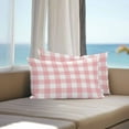 thumbnail image 2 of Outdoor Throw Pillows Covers 12X20 Set of 2 Waterproof Pink Gingham Buffalo Check Decorative Zippered Cushion Covers for Patio Furniture, Pink White Lumbar Pillowcases, 2 of 8