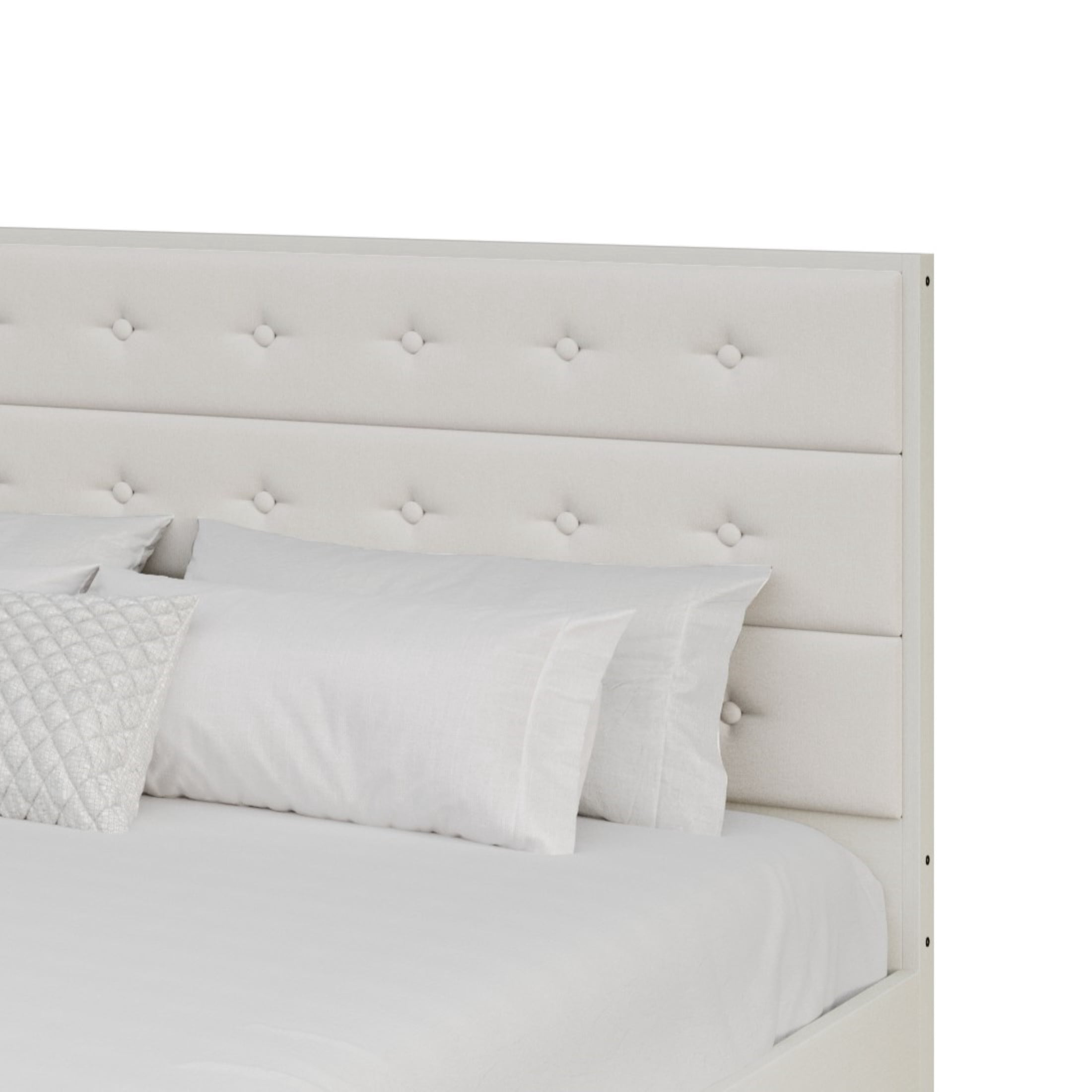 Castle Place Elegant Mid-Century Wooden King Platform Bed, White