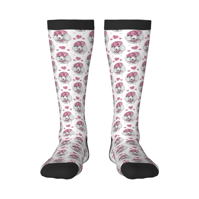 Balery Cute Poodle Dog Calcetines novedosos Calcetines deportivos Calcetines hasta la rodilla Calcetines de algodón Calcetines originales y geniales