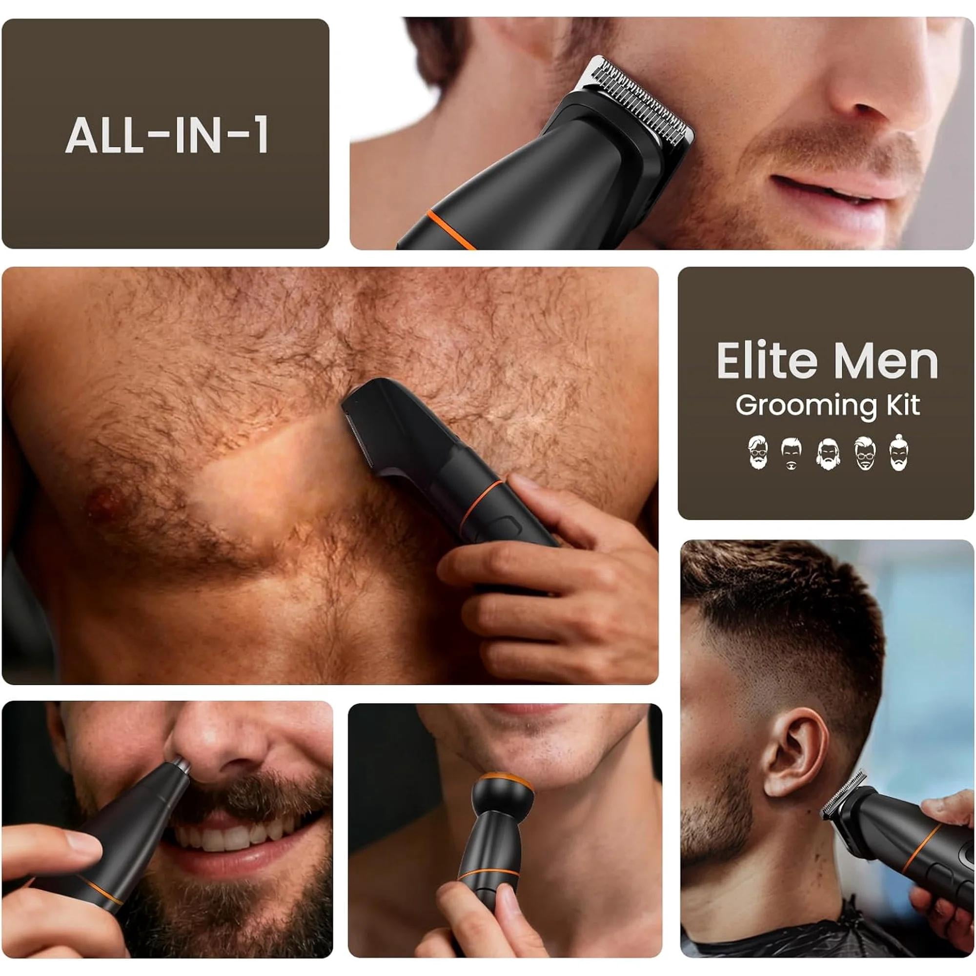 Manscape All-in-One Body & Pubic Hair Trimmer for Men, V-Shaped No-Nick Groin & Ball Shaver, Waterproof Mens Electric Grooming Kit with LED Display, Type-C Rechargeable , Charging Dock