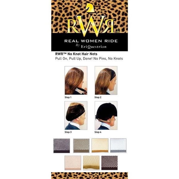 No Knot ER467991MDBROWN Real Women Ride Equestrian Hair Nets, Medium Brown