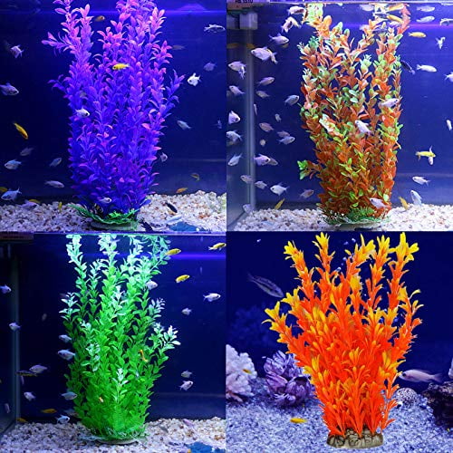 4 Pack Large Aquarium Plants Artificial Aquatic Plants 9 8inch Tall Aquarium Decor Plastic Water Plants For Fish Tank Decorations And Accessories Walmart Com Walmart Com