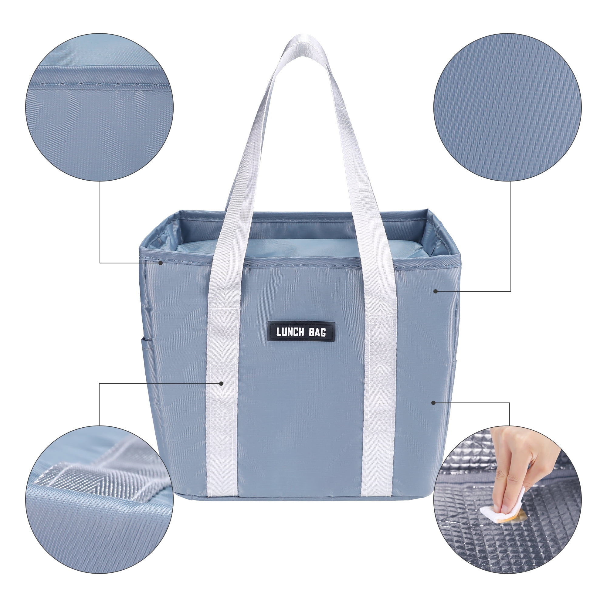 Unique Bargains Insulated Lunch Bag for Women and Men for Work Office Gray