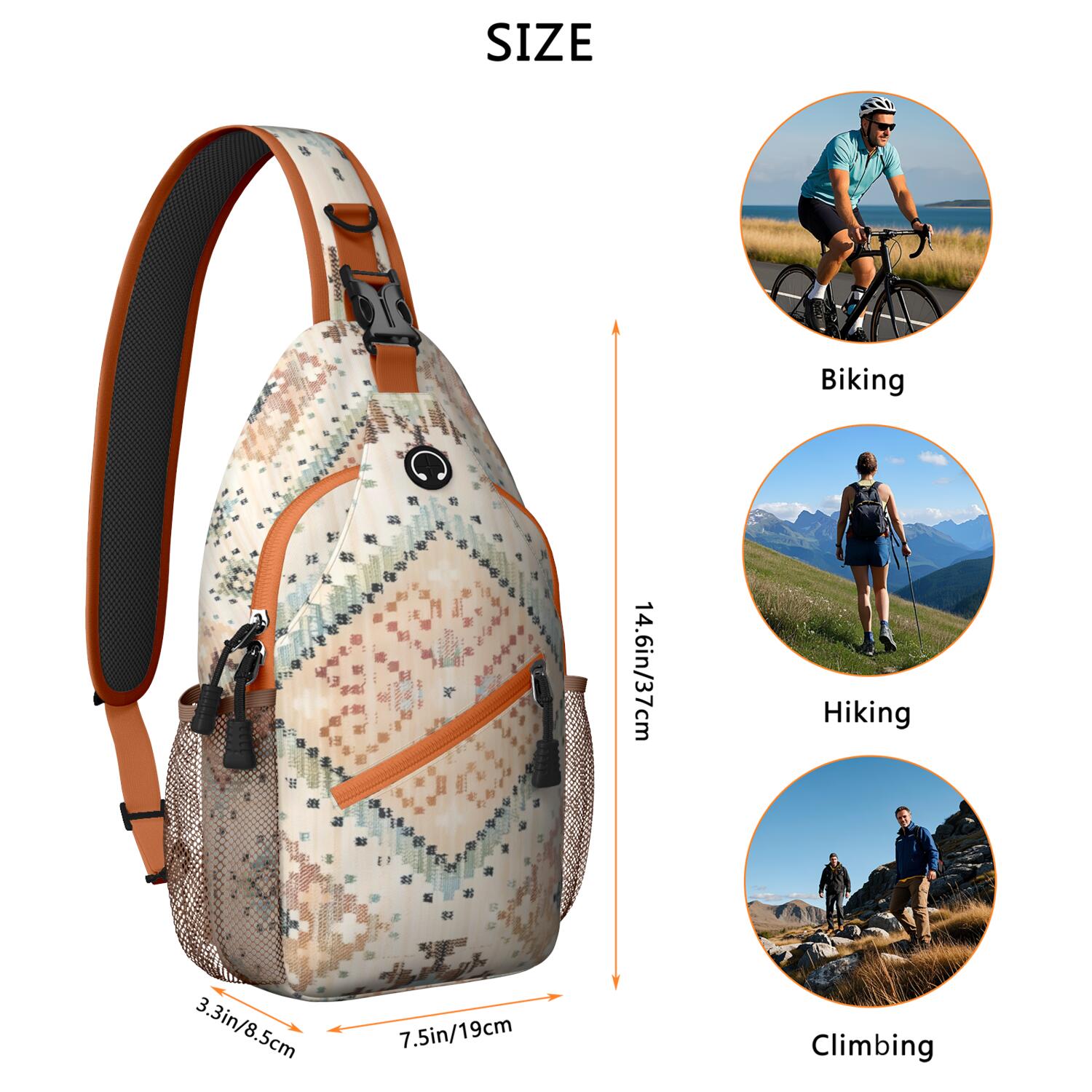 Earthy Aesthetic Crossbody Bag Durable Chest Backpack for Outdoor Adventures Rustic & Versatile