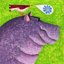 "Happy Happy Hippo" Painting Print on Wrapped Canvas