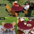 thumbnail image 4 of Pure Red Wine Round Tablecloth for 36-44 Inch Tables, Fitted Table Cover with Elastic Edge, Simple Solid Color Waterproof Outdoor Table Cloth Protector for Patio Garden Dinner Picnic, 4 of 9