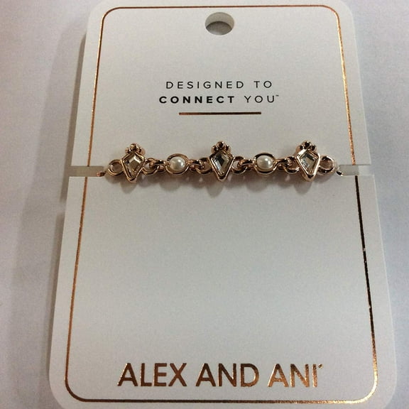 Alex and Ani Crystal and Pearl Stretch Bracelet Shiny Rose